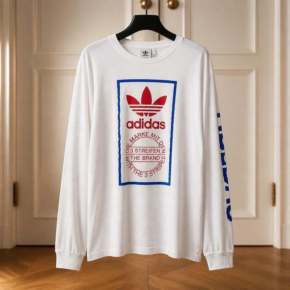 Adidas Original 'The Brand With The 3 Stripes' Graphic Long Sleeve T-Shirt #1381